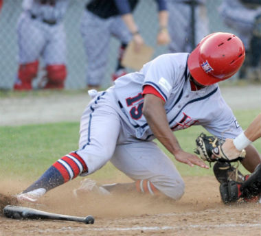 Photograph of Kyler Murray sliding into a base in a baseball game