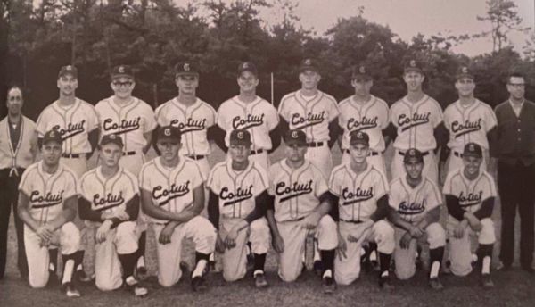 Old black and white photograph of the cape cod baseball league in 1963-69